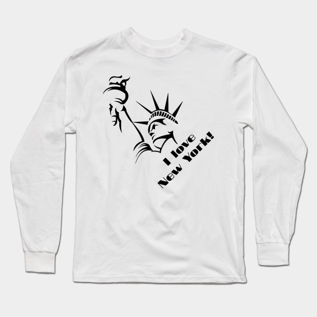 I love New York Design Black Long Sleeve T-Shirt by Qwerdenker Music Merch